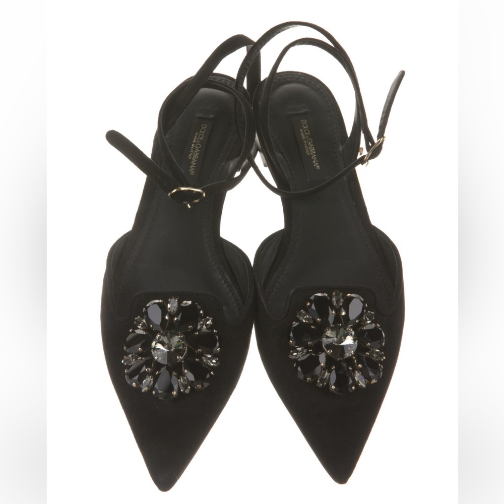 Dolce & Gabbana crystal embellished flat shoes with ankle strap !